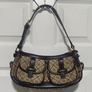Dooney & Bourke Tan and Brown Monogram Shoulder Bag